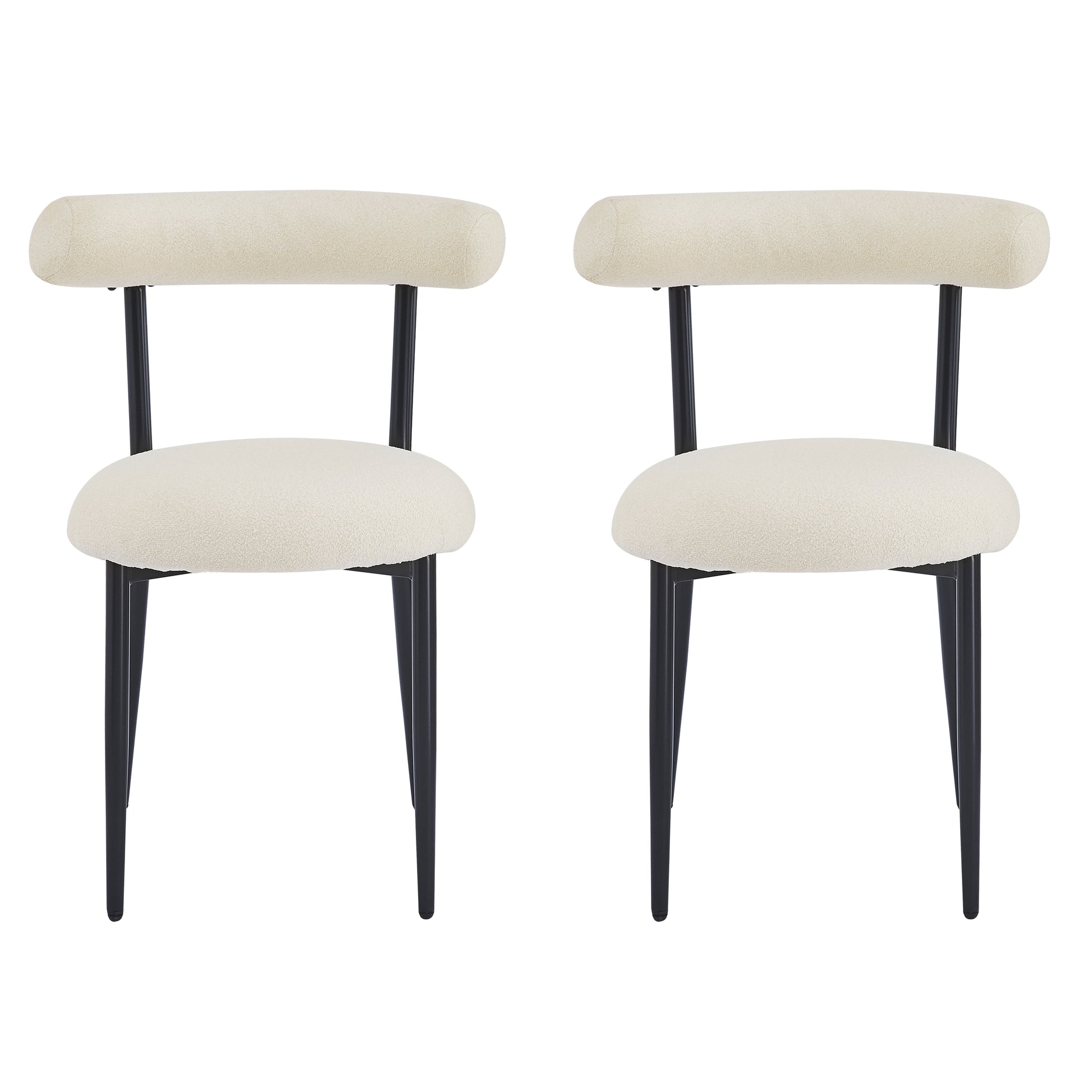 Dining Chair Set Of 2 White Fabric