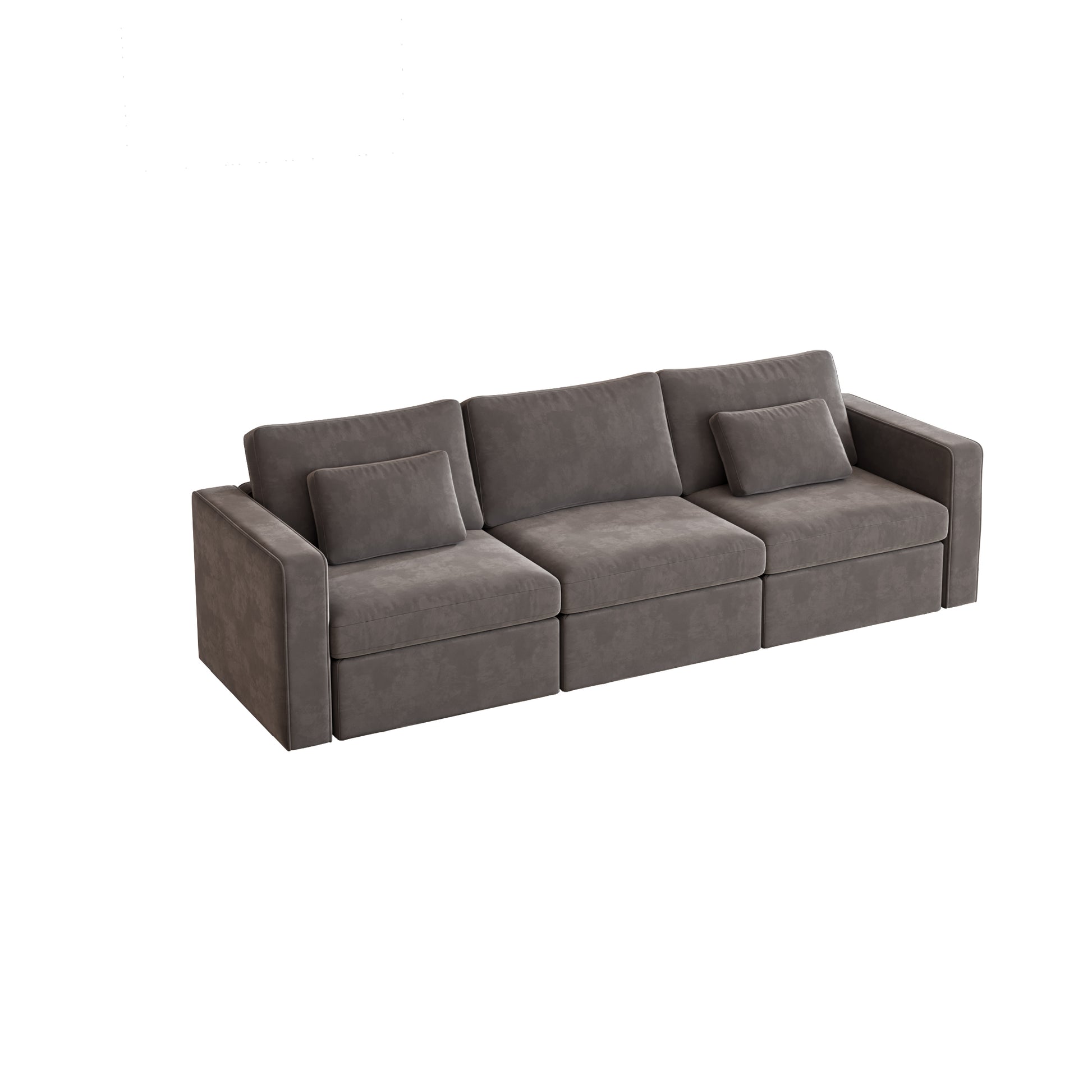 Modern Velvet Modular Sectional Sofa, Convertible Sofa Set With Pillows, Oversized Sectional Couches For Living Room, Loft, Apartment, Office Dark Gray 3 Seats Wood Primary Living Space Medium Duty Pine 3 Seat Dark Gray Velvet Medium Soft Cushion Back