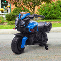 Aosom 6V Electric Motorcycle For Kids, Dirt Bike, Battery Powered Ride On Toy Off Road Street Bike With Pedal, Headlights, And Training Wheels, Blue Blue Iron Plastic