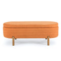 Ottoman Oval Storage Bench,Rubber Wood Leg,Orange 46.