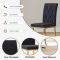 Table And Chair Set.Morden Luxurious Black Rectangular Patterned Dining Table With Glass Tabletop.Paried With 8 Dining Chairs, Modern Kitchen Upholstered High Backrest, Metal Leg. Black Gold Seats 8 Mdf Glass