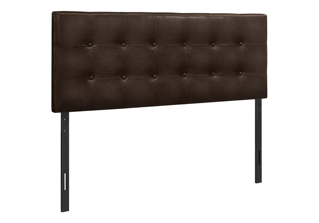 Bed, Headboard Only, Full Size, Bedroom, Upholstered, Brown Leather Look, Transitional Brown Foam Faux Leather