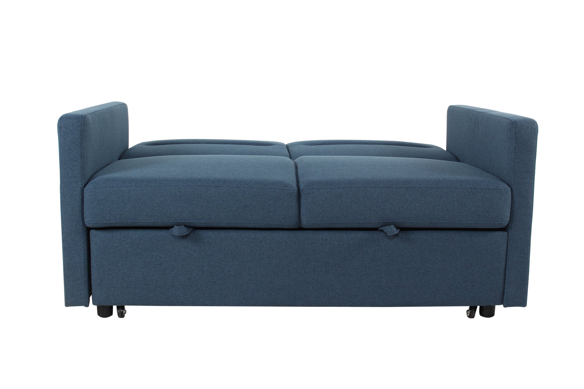 Loveseat Sleeper Pull Out Couch 3 In 1 Sofa Bed Adjustable Backrest Blue Wood Fabric