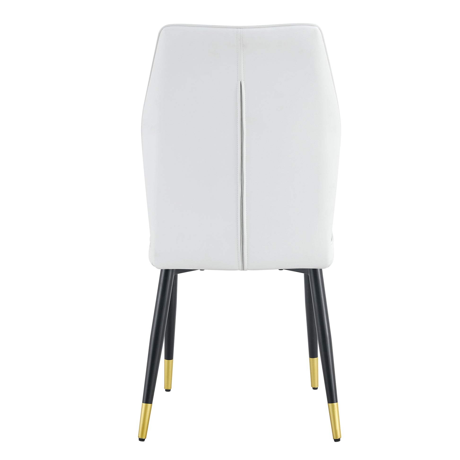 4 Modern Dining Chairs With Stylish Pu Patterned Backrest And Black Metal Legs For A Comfortable Home Experience In The Kitchen, Bedroom And Office. White Pu