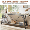 70.9 Inch Extra Long Sofa Table, Console Behind Sofa, Entryway Table With 2 Tier Storage Shelves For Hallways, Living Rooms,Foyers,Entryways,Banquet Rooms,Rustic Gray And Black, 70.9 L X 11.8