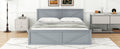 King Size Wooden Platform Bed With Four Storage Drawers And Support Legs, Gray King Gray Pine