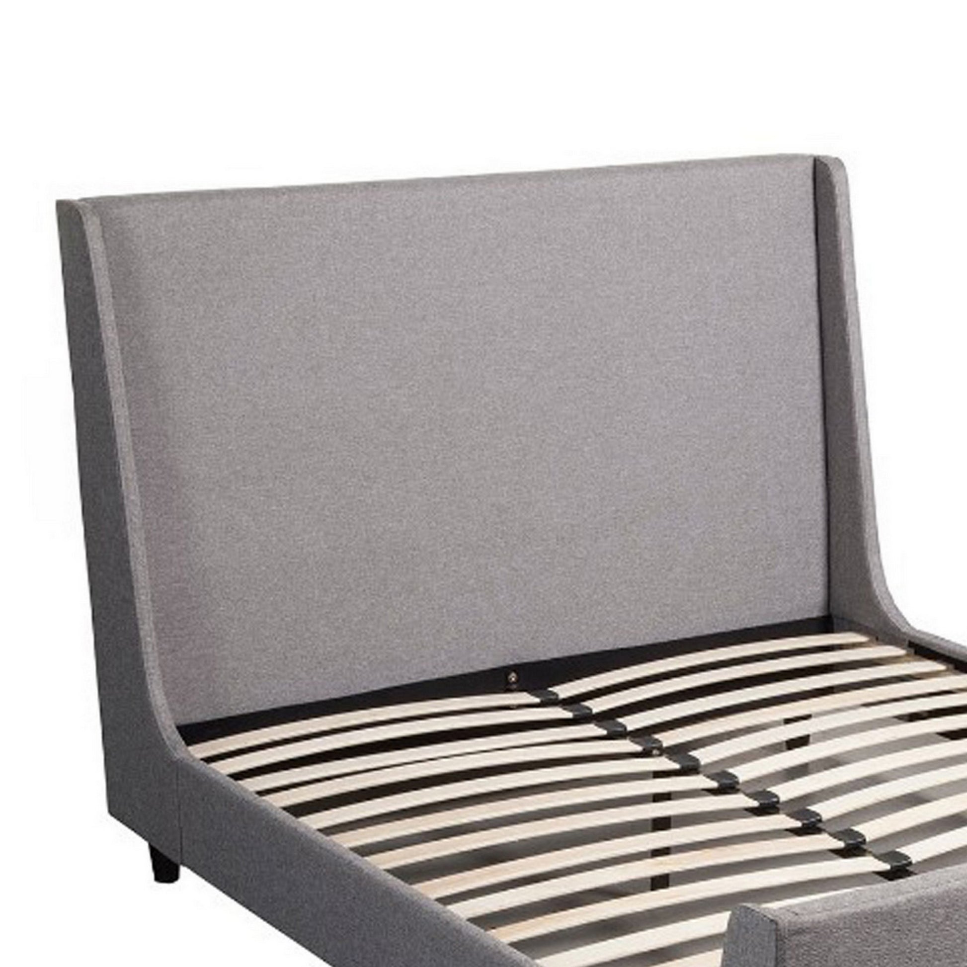 Poplar Wood Queen Size Upholstered Bed In Gray Queen Gray Solid Wood
