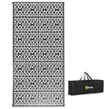 Outsunny Reversible Outdoor Rug, 9' X 18' Waterproof Plastic Straw Floor Mat, Portable Rv Camping Carpet With Carry Bag, Large Floor Mat For Backyard, Deck, Picnic, Beach, Black & White Chain Multicolor Polypropylene