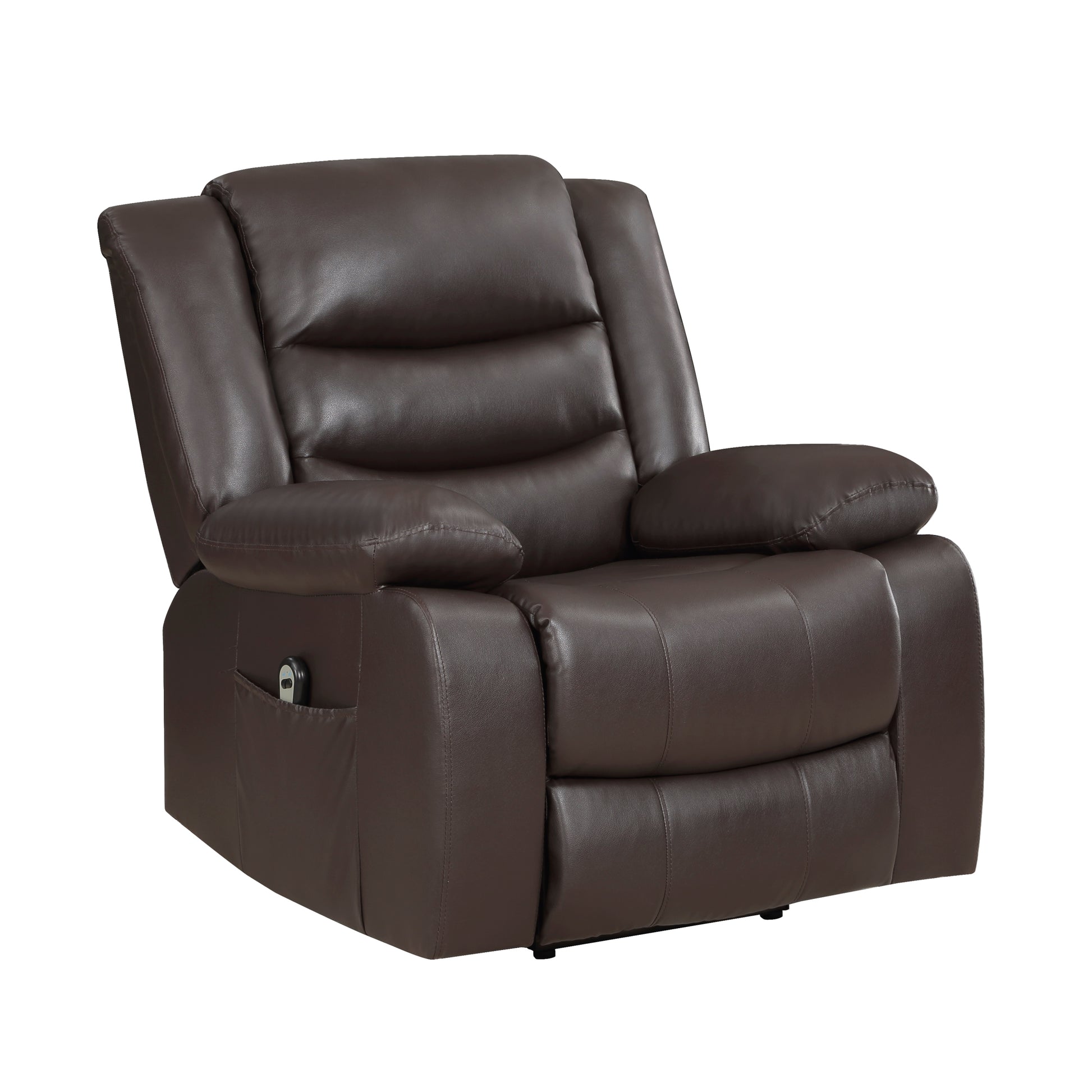 Modern Living Room Furniture 1Pc Power Lift Chair Faux Leather Upholstery Dark Brown Power Recliner Chair Dark Brown Faux Leather Primary Living Space Faux Leather