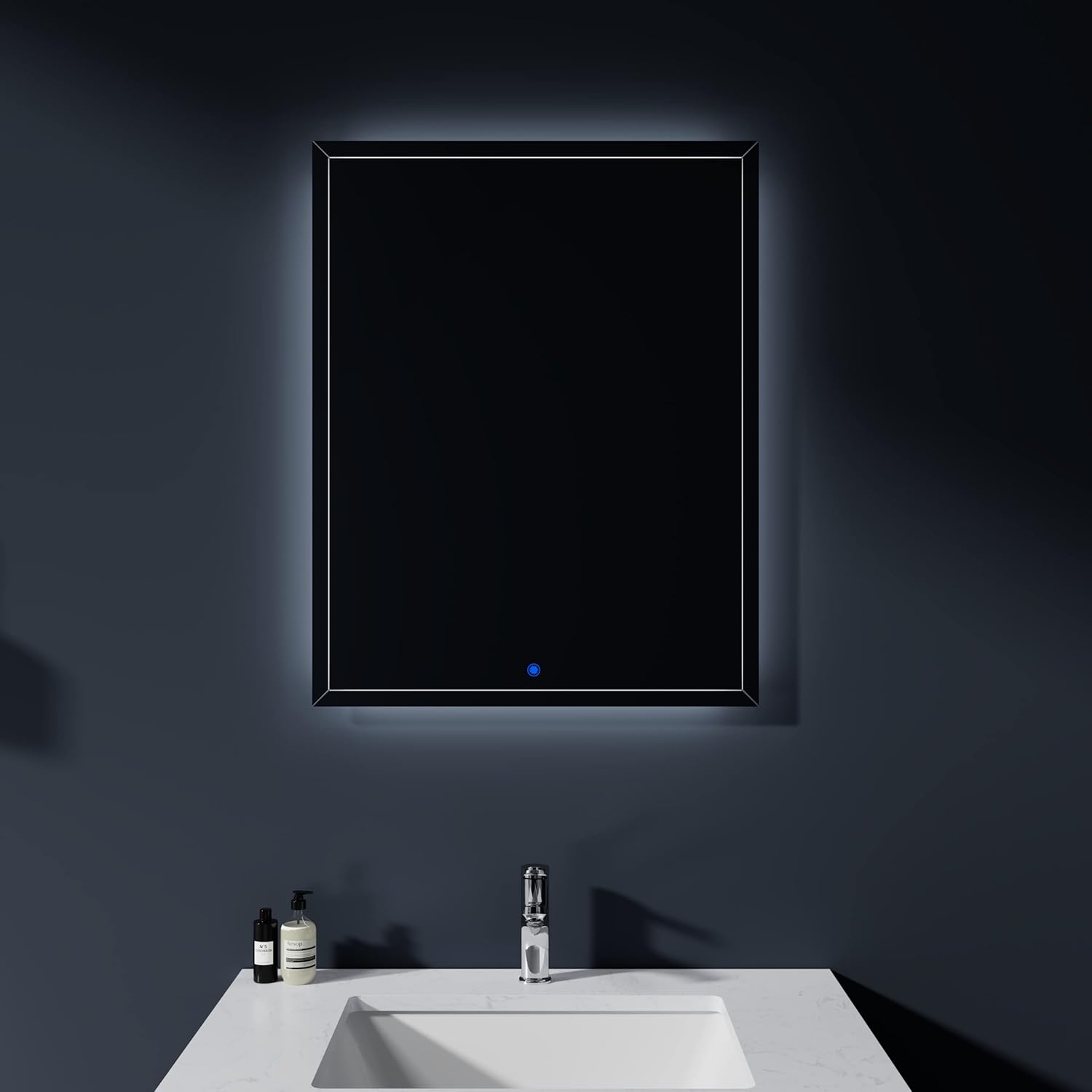 24X30 Inch Led Lighted Bathroom Mirror Wall Mounted Vanity Mirror With Smart Touch Button, Ip54 Waterproof, 8000K Vanity Mirror With Lights Horizontal Vertical Silver Glass