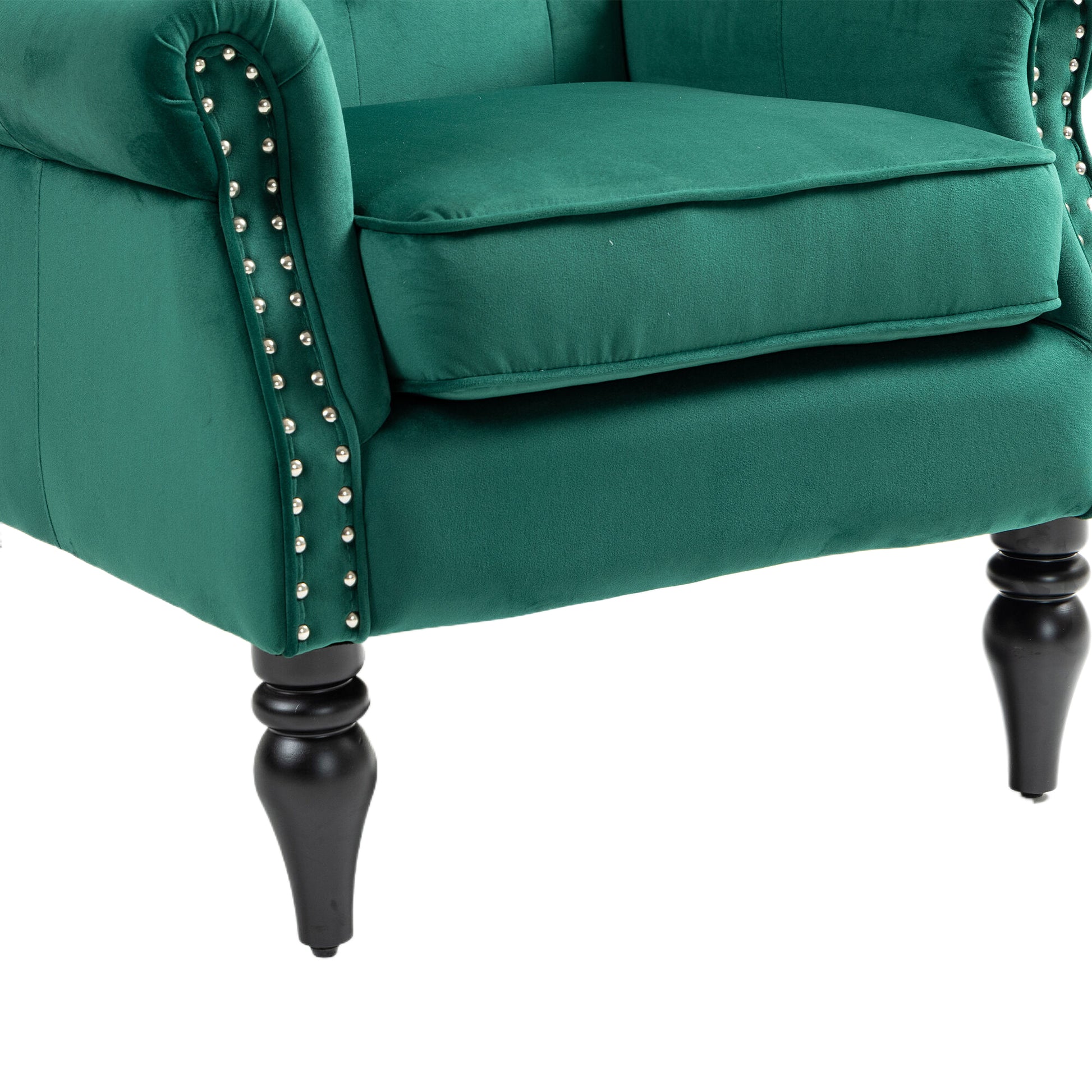 Coolmore Wood Frame Armchair, Modern Accent Chair Lounge Chair With Sturdy Wood Legs For Living Room Bedroom Green Green Primary Living Space Foam Velvet