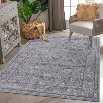 8X10 Grey Oriental Non Shedding Living Room Bedroom Dining Home Office Stylish And Stain Resistant Area Rug Grey Polyester