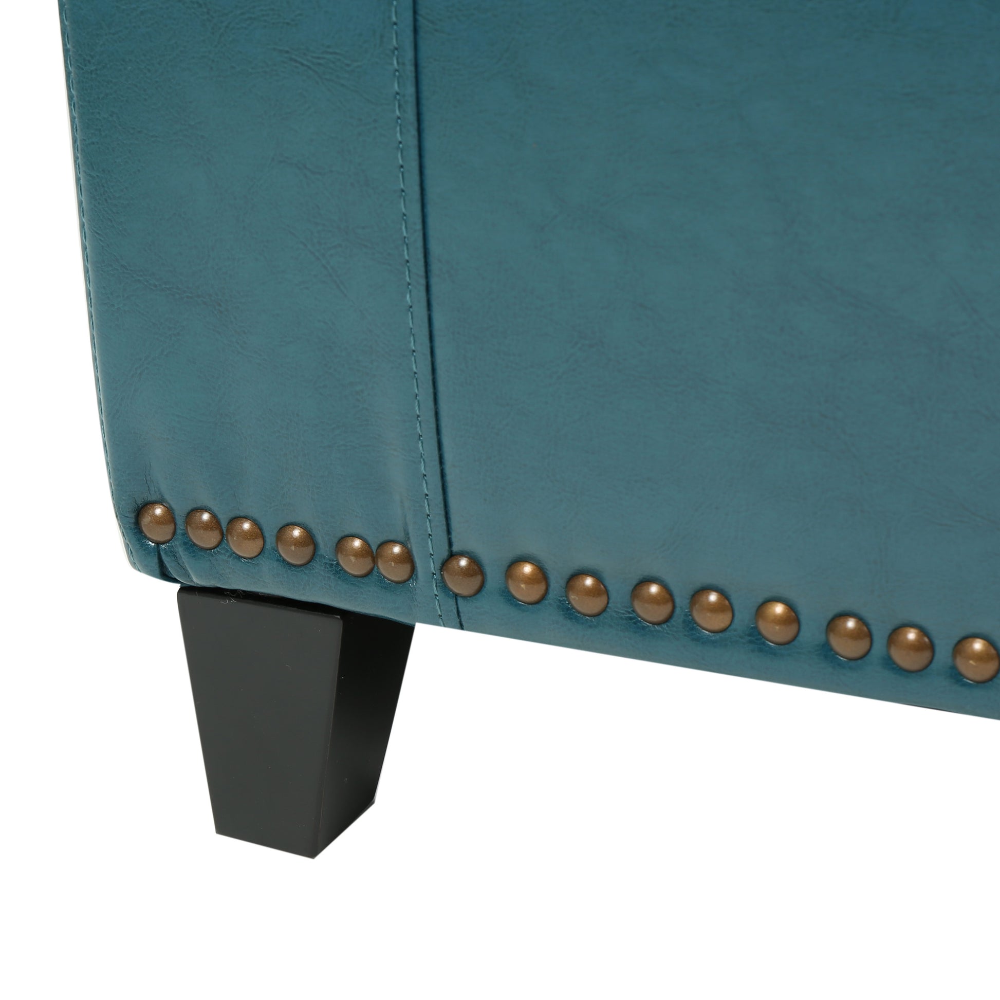 Chelsea Storage Ottoman W Studs Teal Pu