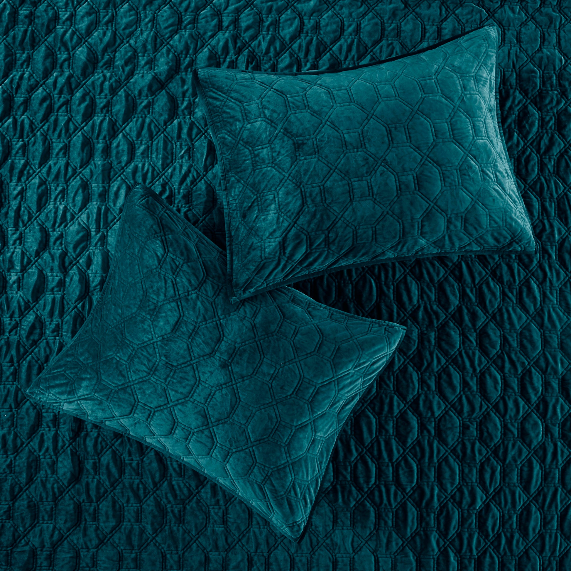 3 Piece Velvet Quilt Set Teal King Cal King King Teal Cotton