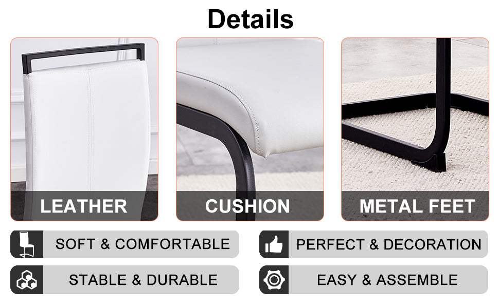 Table And Chair Set, Modern Dining Table, Black Tabletop And Black Mdf Leg Table, Soft And Comfortable Dining Chair, Perfect For Dinner, Meetings, Home And Office Decor White Black Mdf