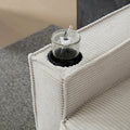 Corduroy Sofa, 87.4 Inch Modern Design Sofa With Cup Holder And Storage Bags, Deep Seat Sofa Couch,Comfy Couch For Living Room,Apartment,Beige Beige Corduroy 3 Seat