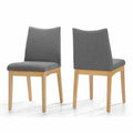 Dining Chair Set Of 2 Dark Grey Fabric