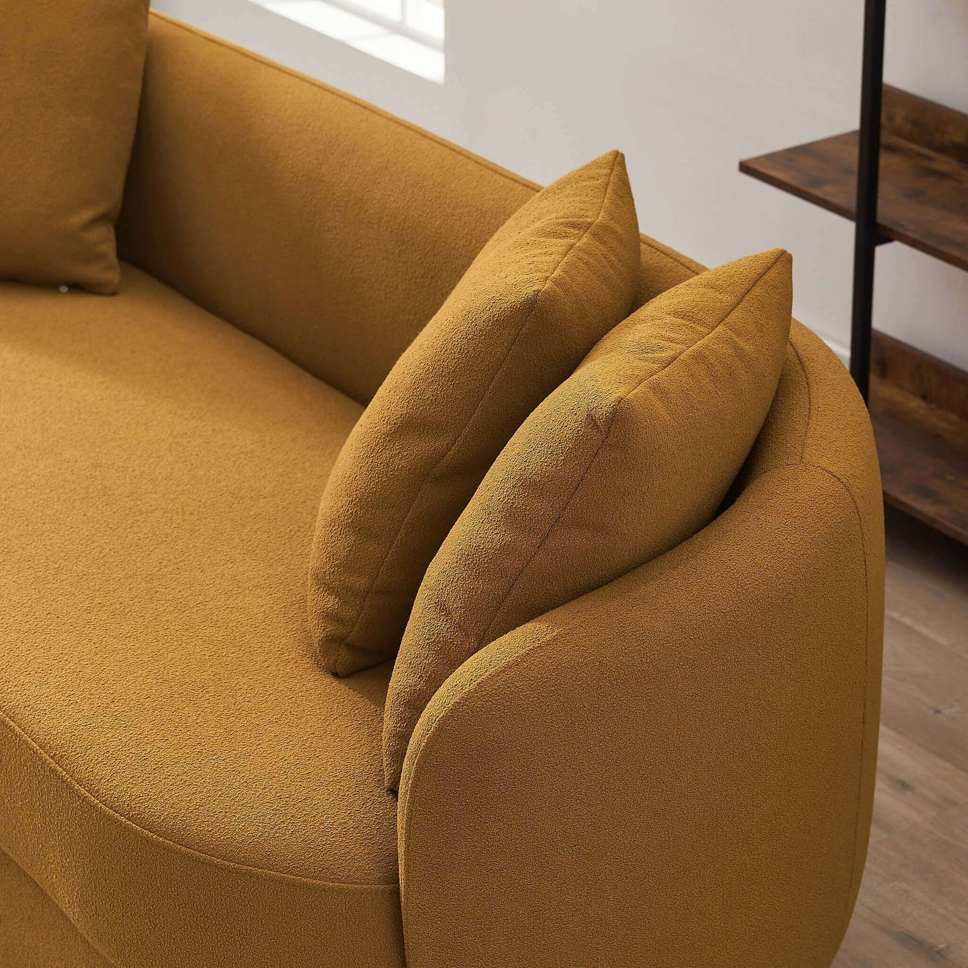 Dylan Modern French Boucle Sofa Dark Yellow French Boucle 3 Seat