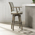 Williams 31 Swivel Bar Stool With Armrests, Natural White Linen White Foam Linen