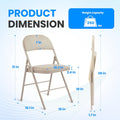 2 Pack Folding Chairs With Leather Padded Cushion Seats & Durable Metal Frame, Comfortable, Foldable, Portable, Commercial Event Seat, Indoor Outdoor For Parties, Home, Office, Kahki Khaki Leather