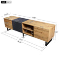Modern Tv With 3 Cabinets& Open Shelves, Color Matching Media Console Table For Tvs Up To 80'', Entertainment Center With Drop Down Door For Living Room, Bedroom, Home Theatre Wood Brown Primary