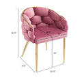 Luxury Handmade Accent Chair With Gold Legs, Modern Velvet Armchair For Living Room And Bedroom Pink Foam Velvet