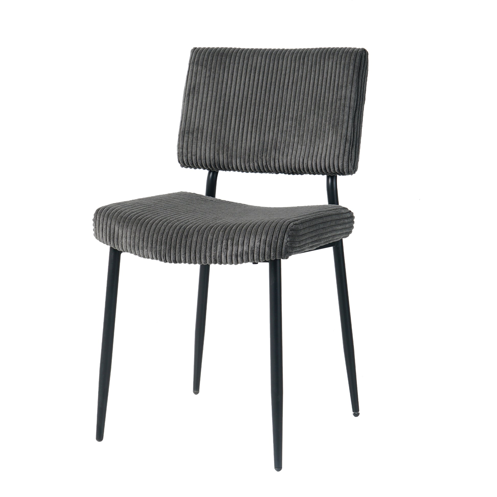Modern Grey Simple Velvet Dining Chair Fabric Upholstered Chair Family Bedroom Stool Back Dressing, White Round Table Set, Chair Black Metal Legs Set Of 3 White Mdf