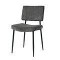 Modern Grey Simple Velvet Dining Chair Fabric Upholstered Chair Family Bedroom Stool Back Dressing, White Round Table Set, Chair Black Metal Legs Set Of 5 White Mdf