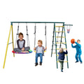 Indoor Outdoor Metal Swing Set With Safety Belt For Backyard Multicolor Steel