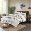 Cotton Printed Comforter Set With Trims Black White Full Queen Queen White Black Cotton