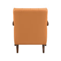 Modern Style Accent Chair Orange Leather Upholstered Tufted Detail Walnut Finish Wood Furniture 1Pc Orange Primary Living Space Contemporary,Modern Plywood