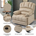 Large Manual Recliner Chair In Fabric For Living Room, Beige Beige Velvet Manual Handle Metal Primary Living Space Medium Firm Cushion Back Heavy Duty American Design Pine Pillow Top Arms Fiber Foam And Polyester Fiber Pad Fabric