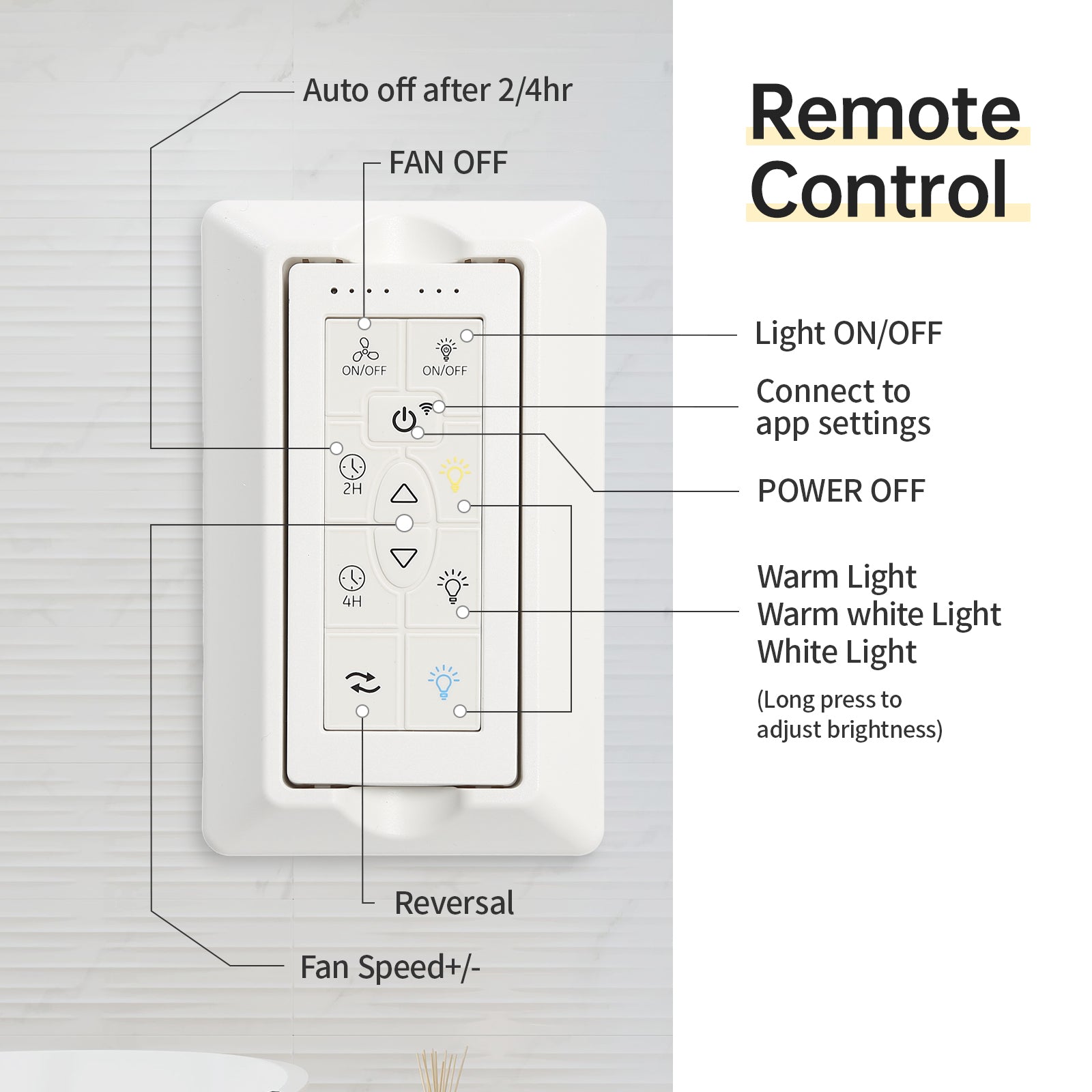76 Inch With 18W Dimmable Led Light Remote Control 8 Solid Wood Blades Black For Living Room Black Metal & Wood