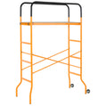 Homcom 4 Step Steel 4.6 X 2 X 6 Ft. Scaffold 2 Wheels Free Moving For Indoor & Outdoor Decoration Anti Skid, 440 Pound Capacity Black Steel
