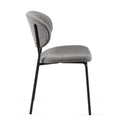 Grey Boucle Fabric Dining Chairs Set Of 4, Modern Dining Room Chairs With Black Metal Legs, Armless Kitchen Chair For Dining Room, Living Room Metal Plaid Gray Dining Room Powder Coated Foam Dry Clean Modern Dining Chairs Solid Back Foam Boucle