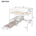 Convertible Loft Bed With L Shape Desk, Twin Bunk Bed With Shelves And Ladder, White Old Sku:Sm000209Aak 1 Twin White Pine