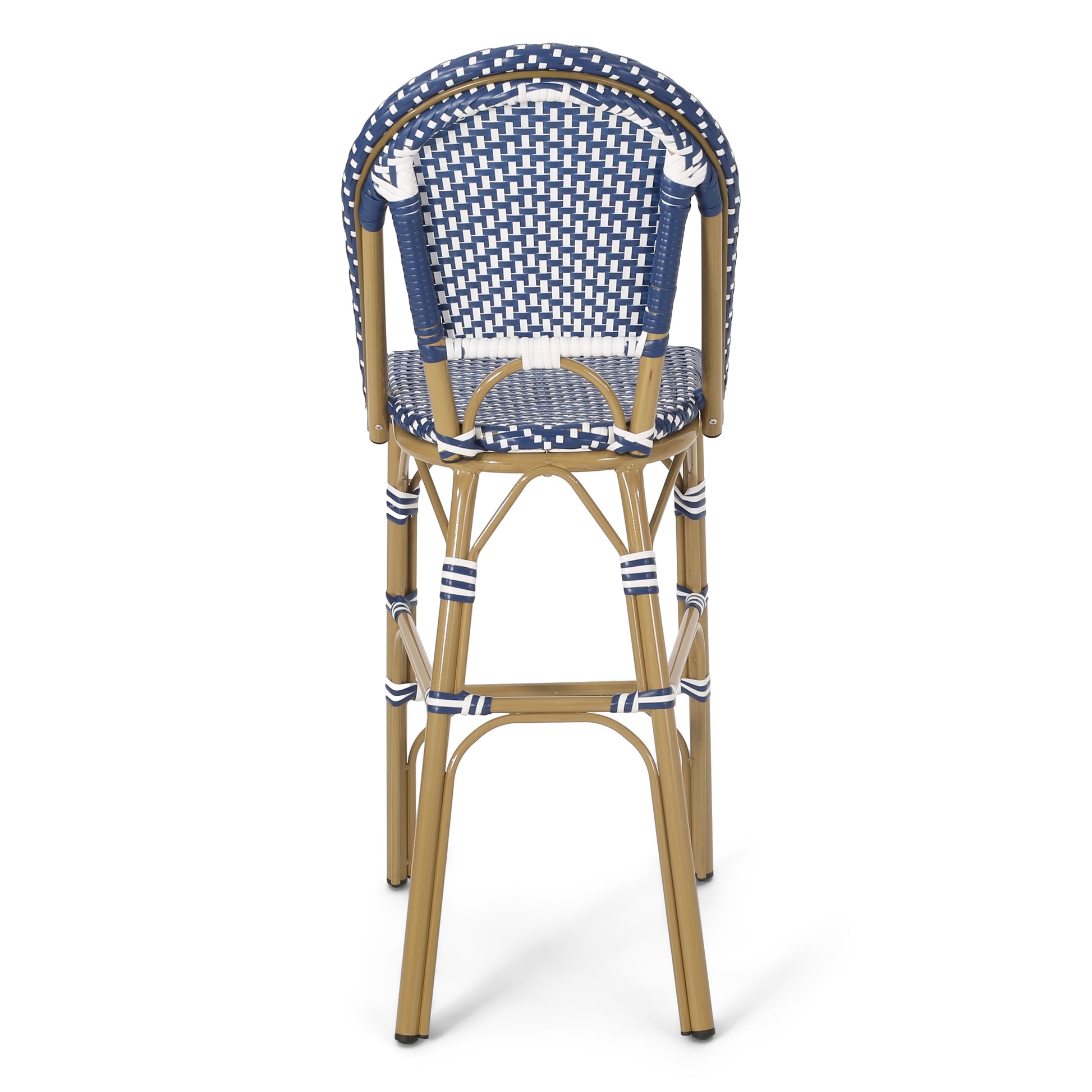 Wicker Bar Stool With Aluminum Frame Teal Blue Aluminium