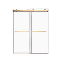 68'' 72'' W X 76'' H Soft Closing Double Sliding Frameless Shower Door With 3 8 Inch 10Mm Clear Glass In Brushed Gold Brushed Gold Stainless Steel