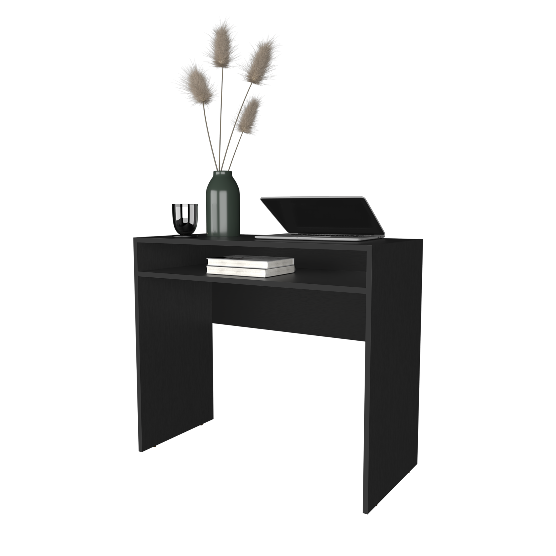 Estill Desk In Melamine With Storage Black Office Modern Rectangular Open Storage Desk Rectangular Particle Board Melamine