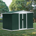 8X6 Feet Outdoor Storage Garden Shed Apex Roof Green With Aluminum Alloy Frame And Sliding Door Green Garden & Outdoor Metal