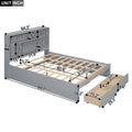 Queen Size Platform Bed With Storage Headboard And 2 Drawers, Gray Box Spring Not Required Queen Gray Wood Bedroom Bed Frame Solid Wood Mdf