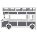 Twin Over Twin Bus Shaped Bunk Bed With Wheels And Storage, Gray White Box Spring Not Required Twin Grey White Wood Bedroom Solid Wood Mdf