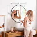 Black Round Wall Mirror, Bathroom Mirrors For Over Sink, Circle Mirror For Bathroom, Entryway, Bedroom, Vanity 24 Inch Black Fiberglass