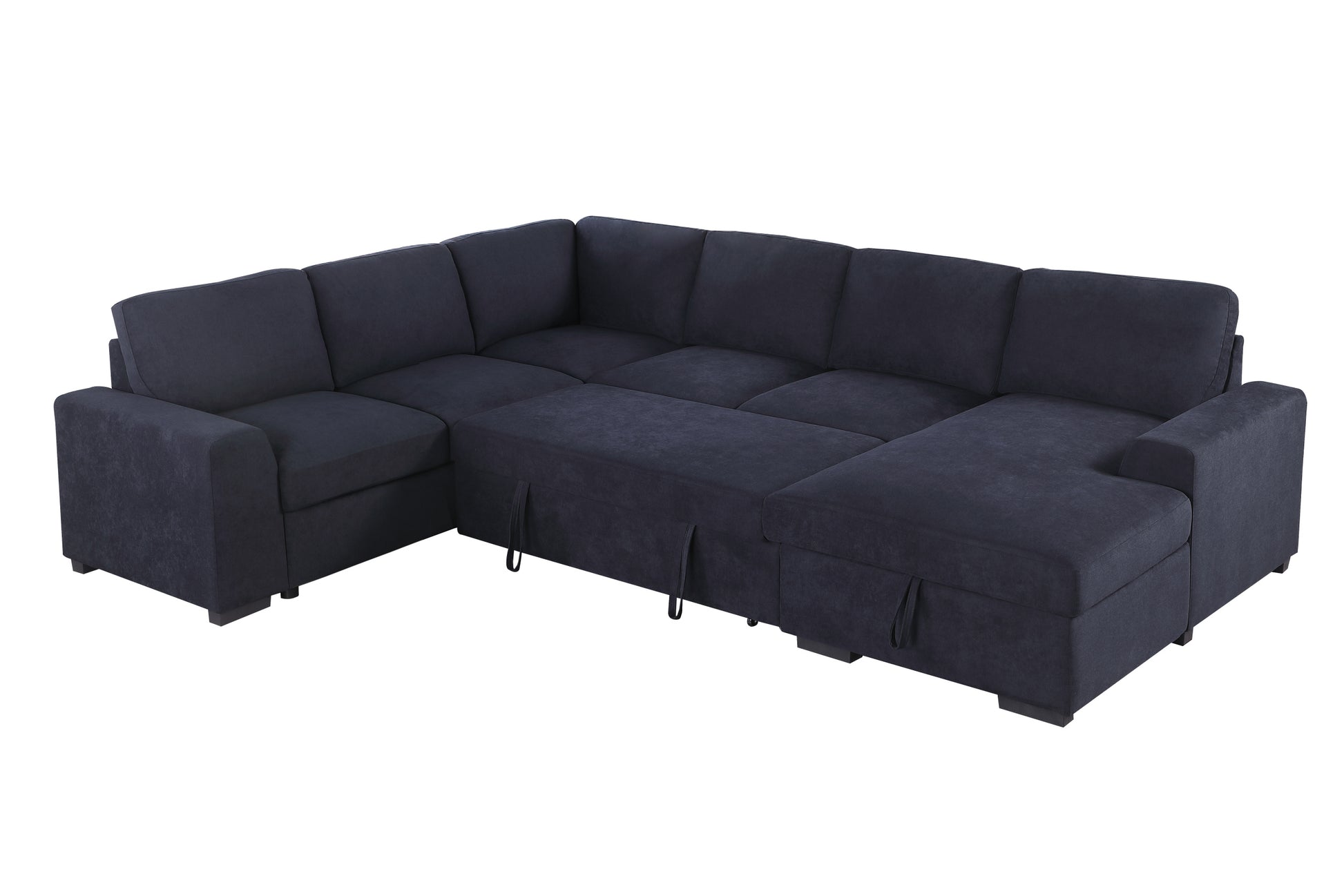 Selene Ii 117.5"W Dark Gray Woven Fabric Sleeper Sectional Sofa With Right Facing Storage Chaise Dark Gray Fabric 6 Seat