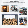 Outdoor Steel Firewood Rack,Open Wood Shed With Sloped Roof For Firewood,Pellet,Or Lumber Storage,Black Black Metal