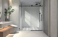 6076 Brushed Nickel Frameless One Fixed And One Shifted Shower Door, 70Mm 304 Stainless Steel Large Pulleys With Adjustable Soft Closing Function,Nano Easy Cleaning,Stick Explosion Proof Menbrance Brushed Nickel Bathroom American Design,Minimalist Glass