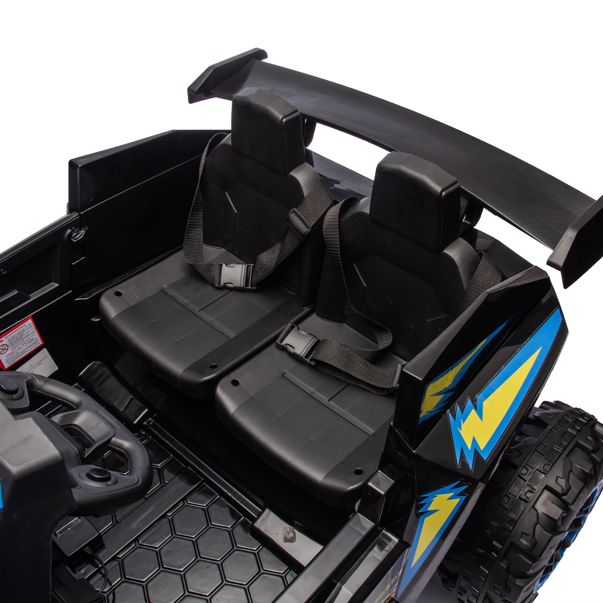 24V Two Seater Kids Ride On Electric Car W Parents Control,Seat Width 20.47In,2Wd,Four Wheel Suspension,The Police Car With A Megaphone,Power Display,Bluetooth,Mp3,Usb Tf,Music,Led Lights For Kids. Blue Polypropylene