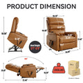 Brown Leatheraire Dual Motor Infinite Position Up To 350 Lbs Power Lift Recliner Chair With Power Remote, Heat Massage And Heavy Duty Motion Mechanism White Metal Primary Living Space Heavy Duty