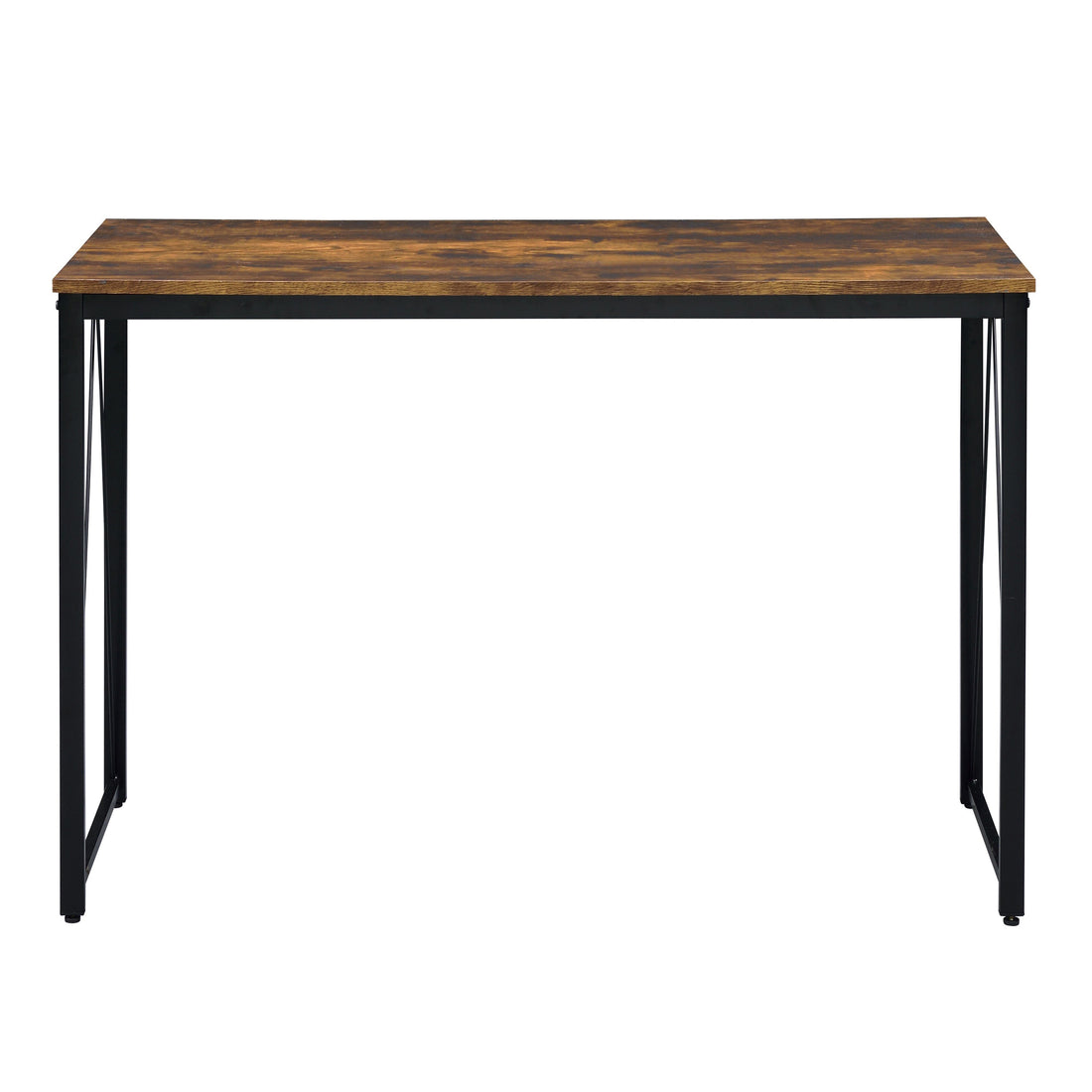 Weathered Oak And Black 47.5" Writing Desk With Metal Sled Base Black Brown Writting Desk Office Industrial,Rustic Rectangular Desk Rectangular Wood Metal Sled