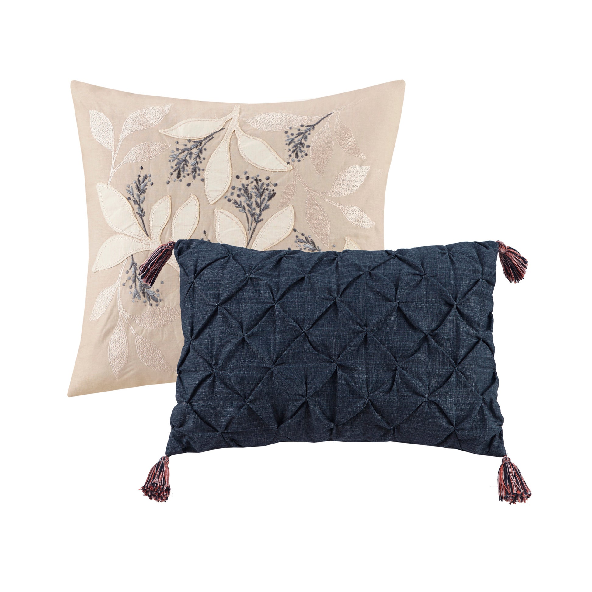 8 Piece Cotton Comforter Set Navy Cal King California King Navy Polyester